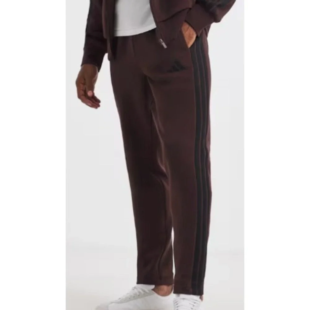 NWT adidas Wide Leg Fleece Sweatpants Men's Large Shadow Brown Cotton Fleece